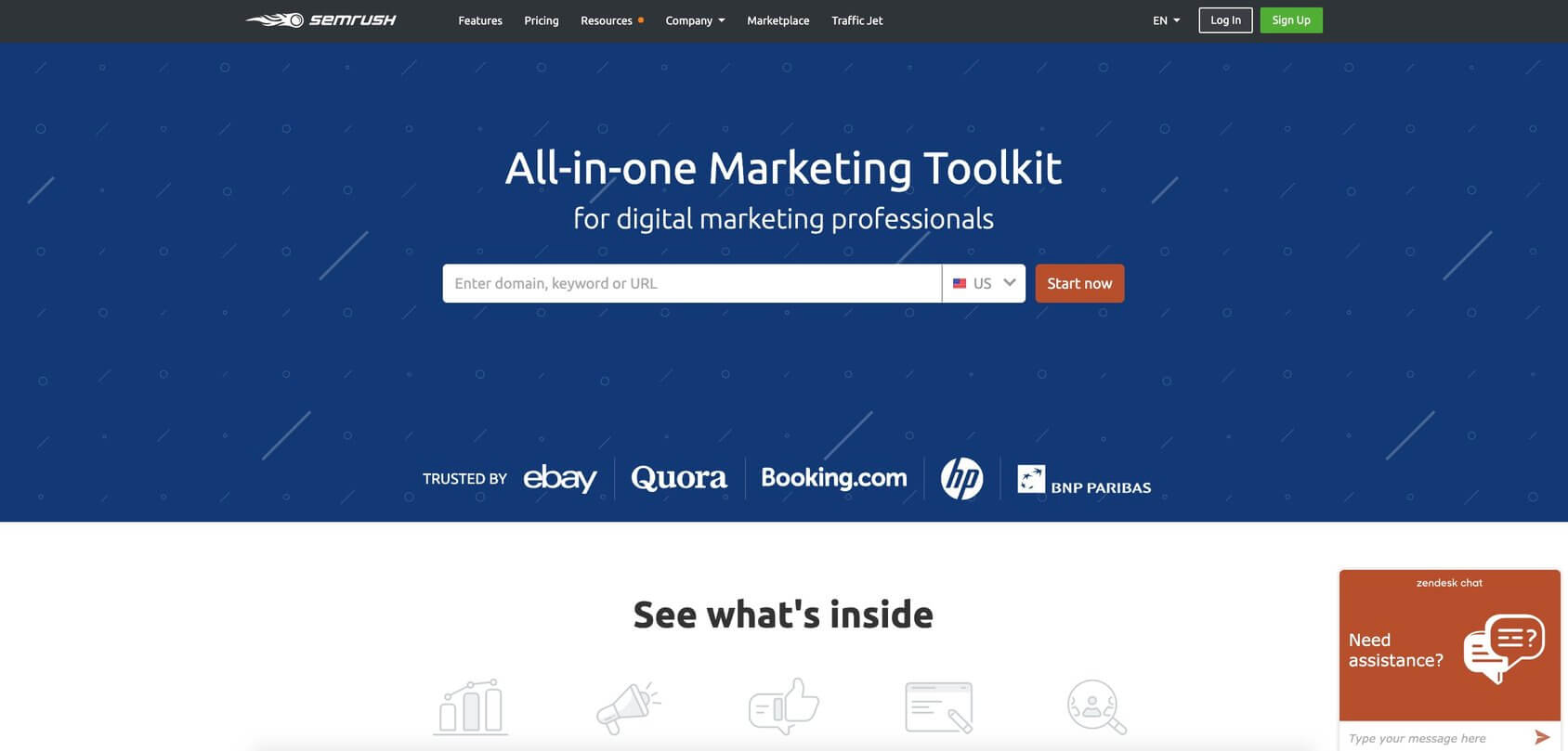 SEMrush домашняя страница