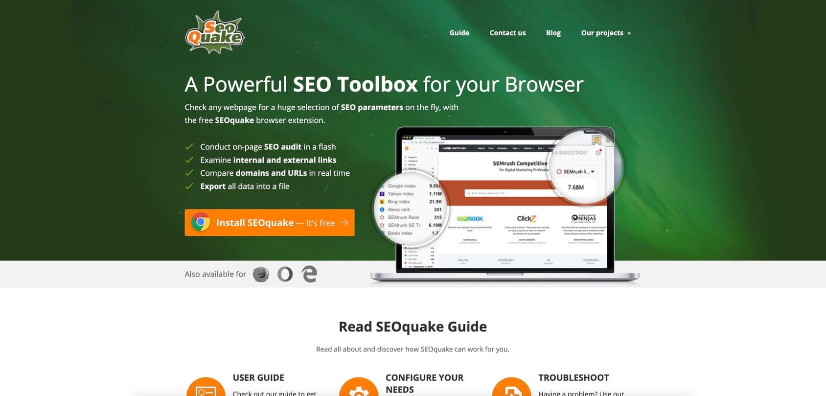 Домашняя страница SeoQuake