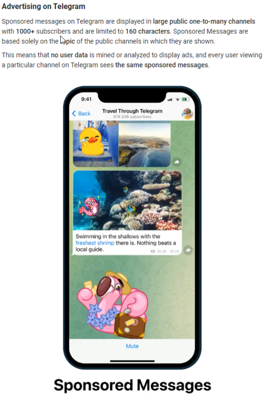 сайт Telegram Ads — описание рекламных возможностей