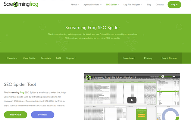 Screaming Frog Homepage