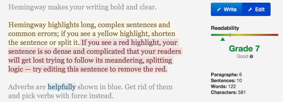 Hemingway app