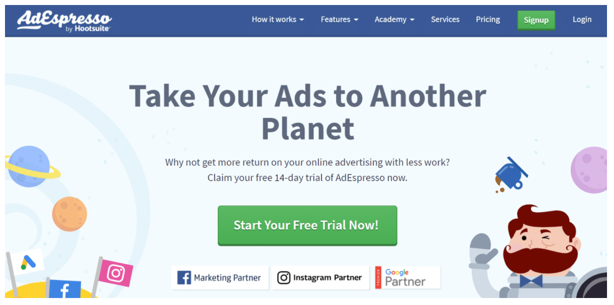 AdEspresso Facebook маркетинговое программное обеспечение
