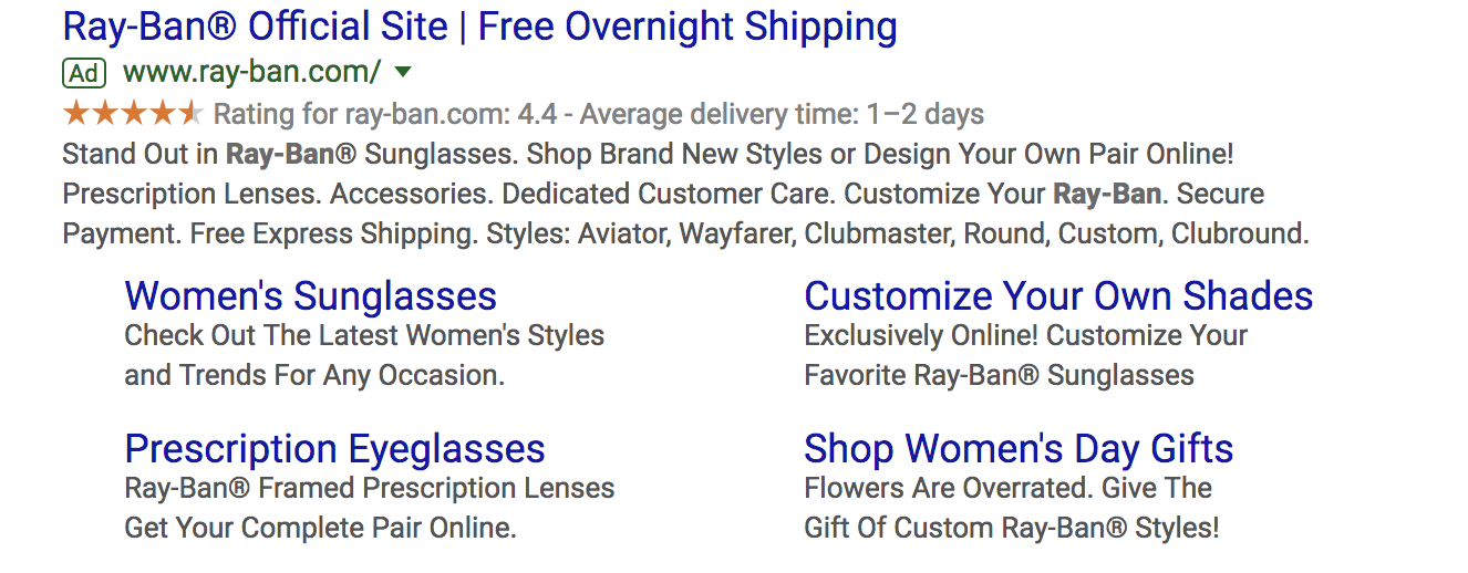 Google ads sitelink extensions