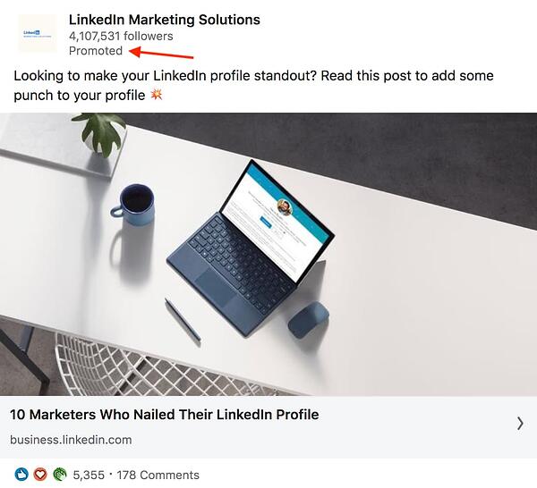 платная реклама пример linkedin