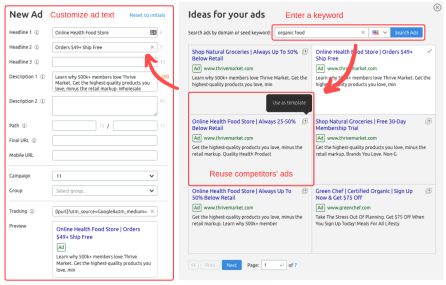 SEMrush Ad Builder - PPC tools