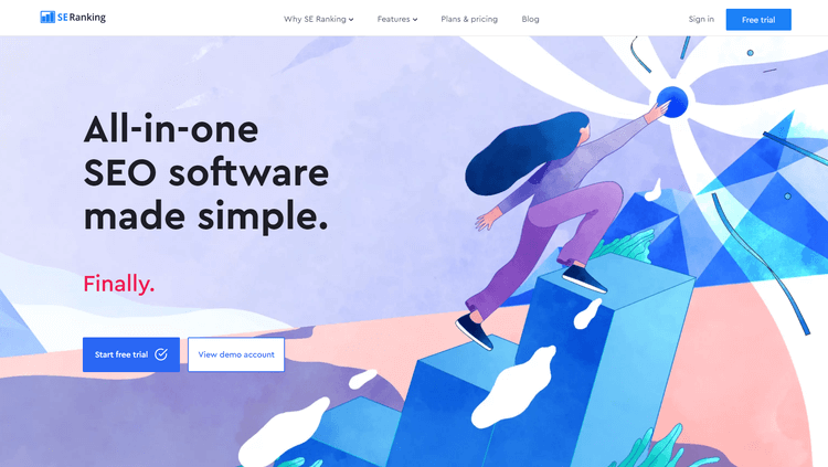 A screenshot of SE Ranking's homepage.