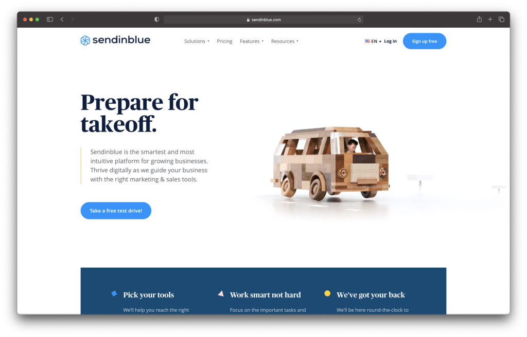 sendinblue homepage - best email marketing service