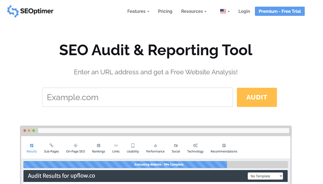 SEOptimer Homepage
