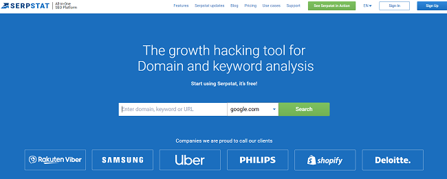 Serpstat Homepage