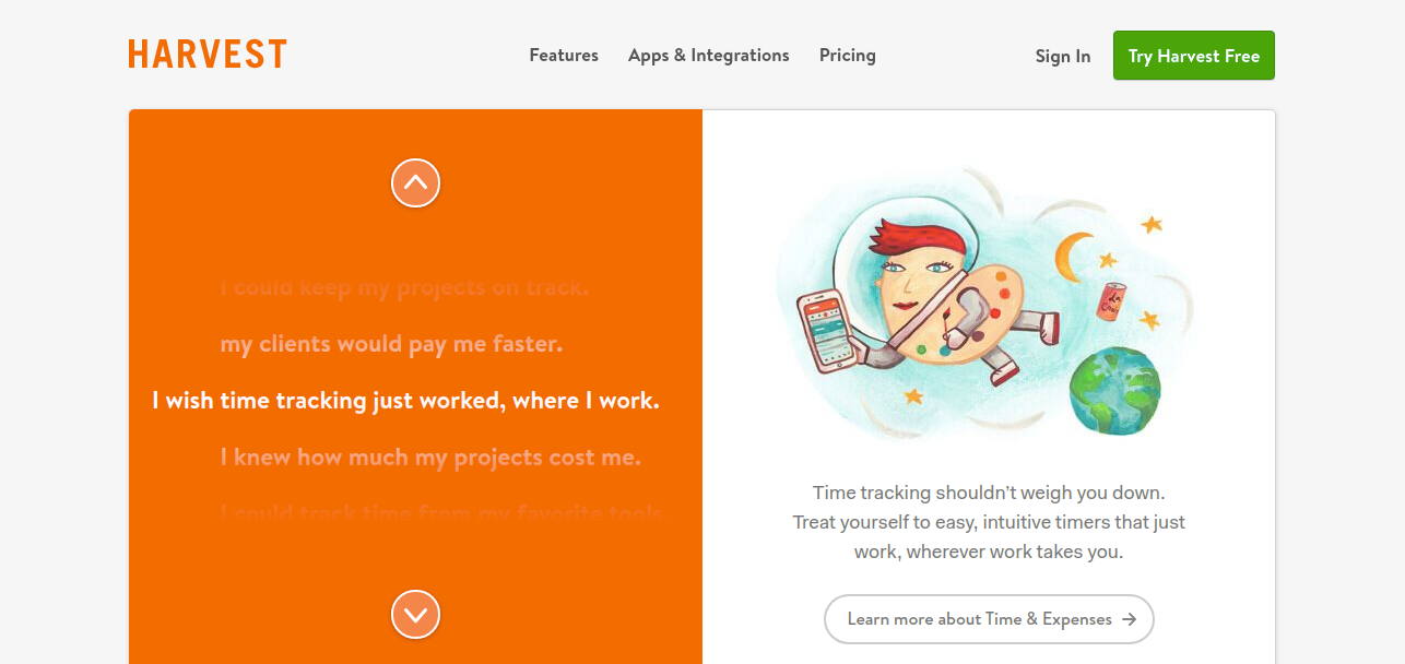 Harvest as online time management tool