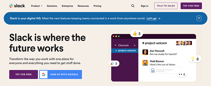 slack - инструмент для совместной работы и коммуникации