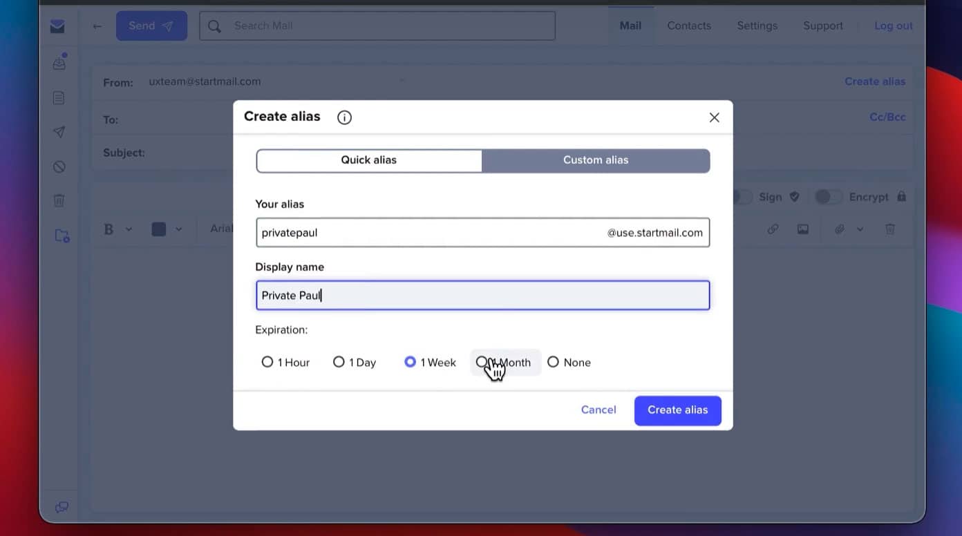 Создание псевдонимов в StartMail