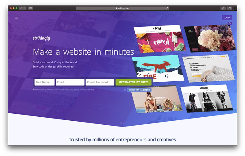 best free website builder - strikingly