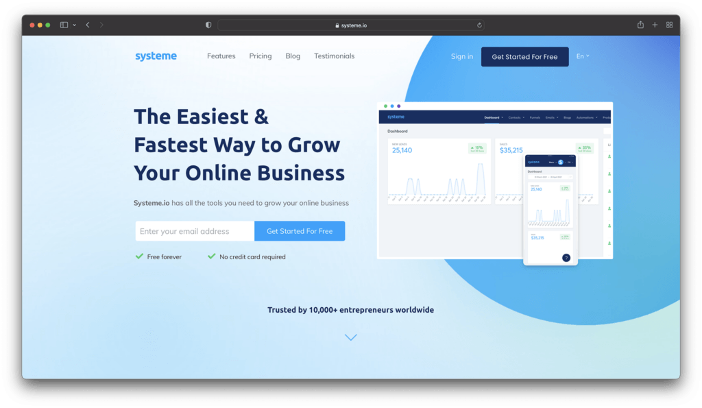 systeme io homepage - best email marketing services