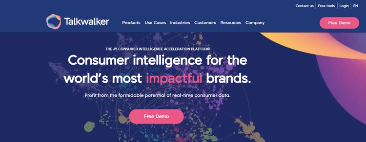 A screenshot of Talkwalker's homepage.