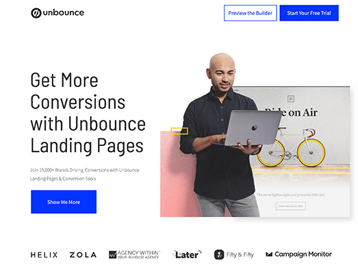Unbounce Homepage Screenshot