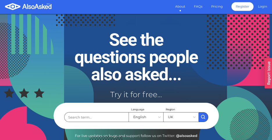 AlsoAsked uncommon keyword research tool.