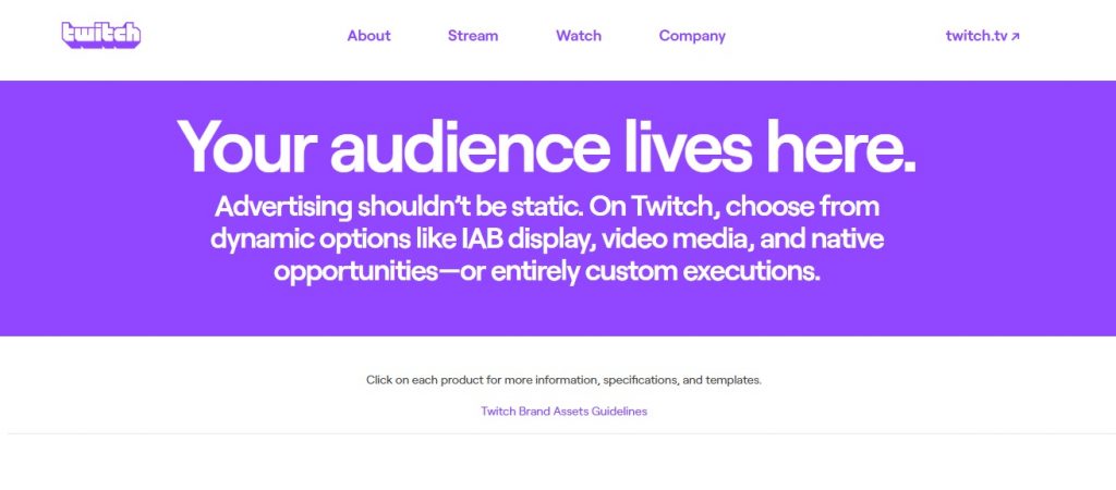 веб-сайт рекламной сети Twitch Ads
