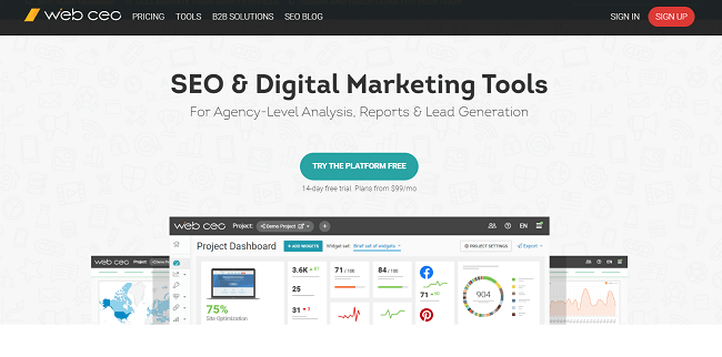 WebCEO Homepage