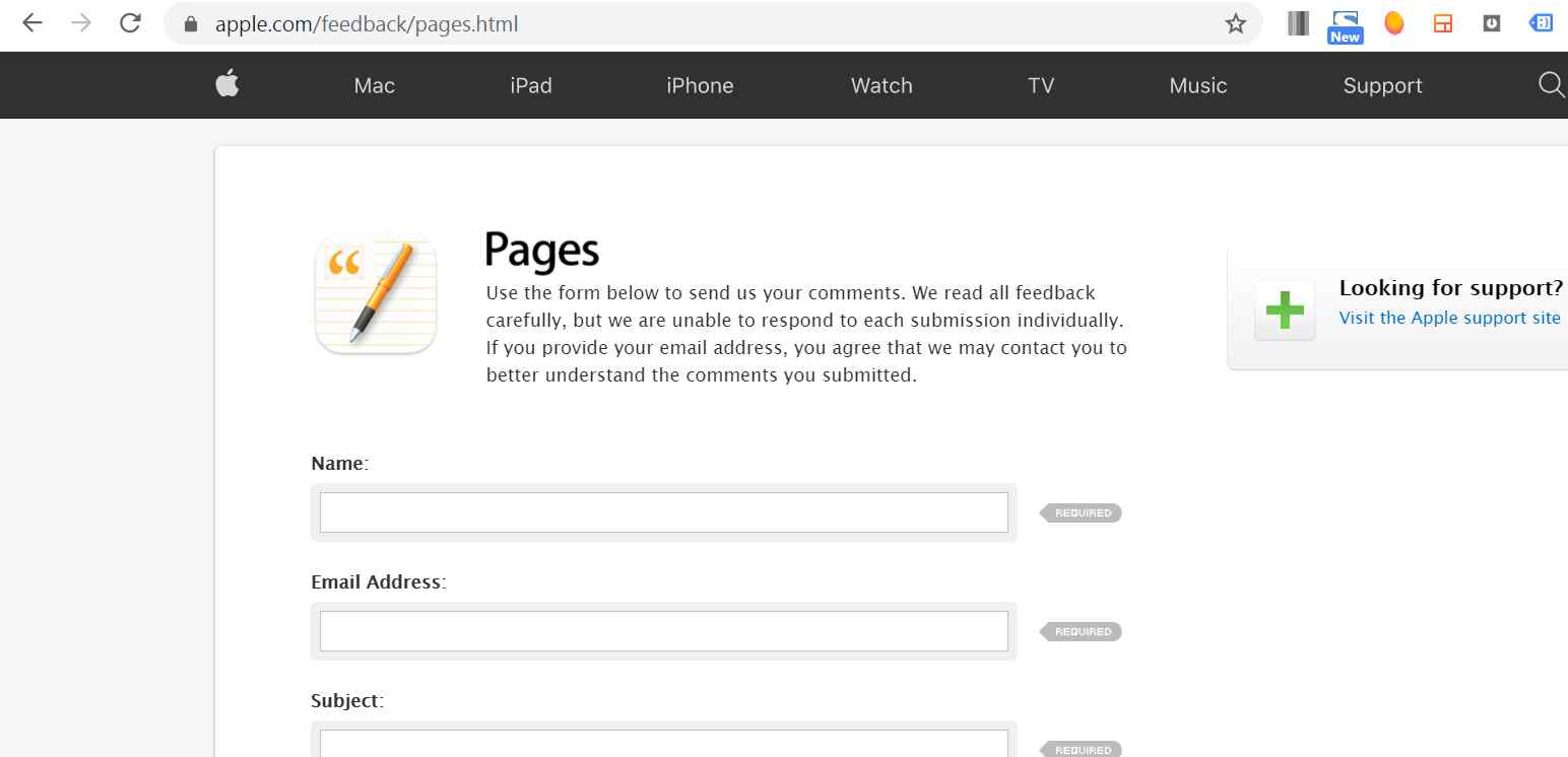 Website Feedback Pages