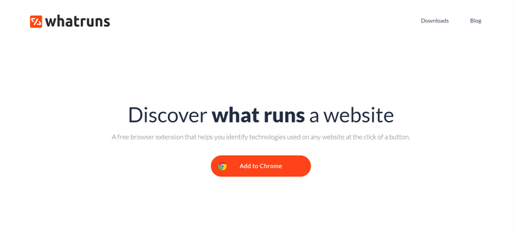 A screenshot of WhatRuns's homepage.