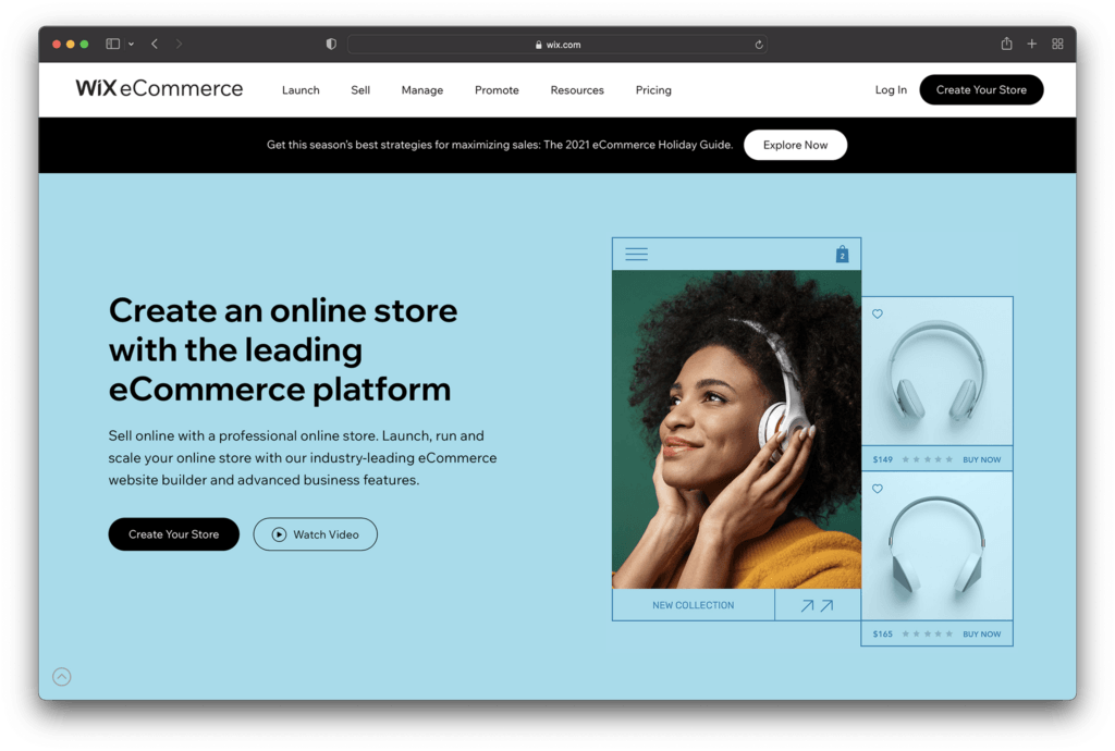 wix - best ecommerce platforms for startups