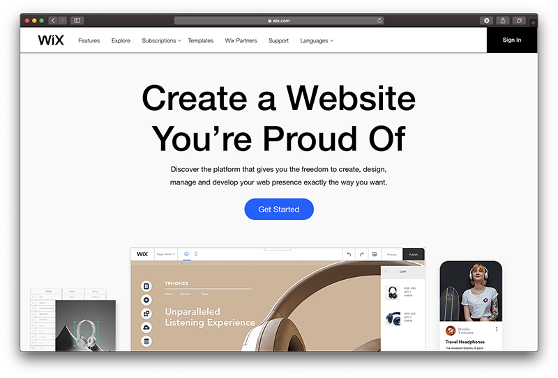 Shopift vs WIX - The WIX Homepage