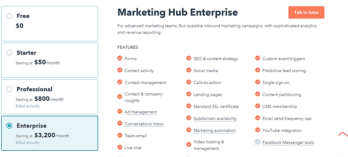 hubspot marketing hub pricing
