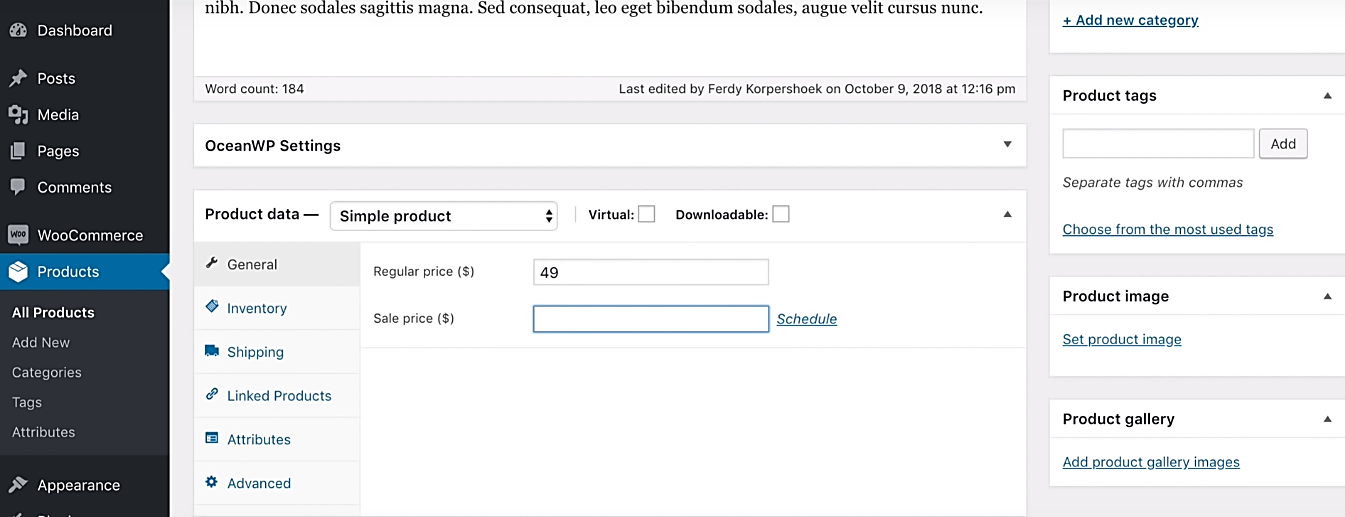woocommerce products
