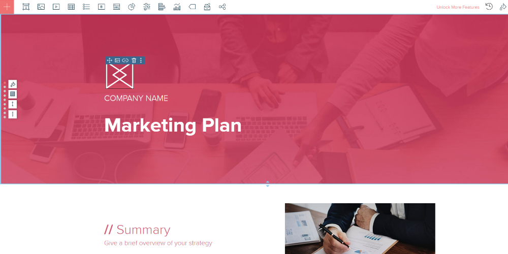 Xtensio template for marketing plan