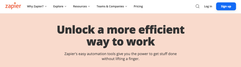 Веб-сайт Zapier Zapier_website