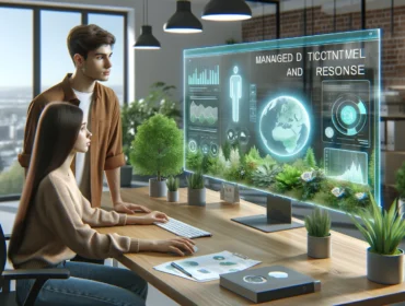 Managed Detection and Response (MDR) office in eco-friendly style