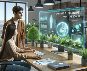 Managed Detection and Response (MDR) office in eco-friendly style