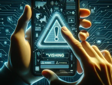 a smartphone that warns about 'vishing' threats