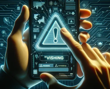 a smartphone that warns about 'vishing' threats