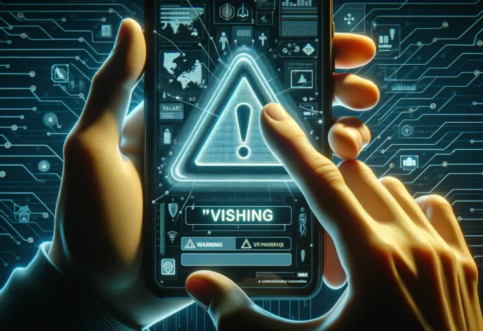 a smartphone that warns about 'vishing' threats